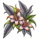 lavender and bird of paradise flower tattoo design idea