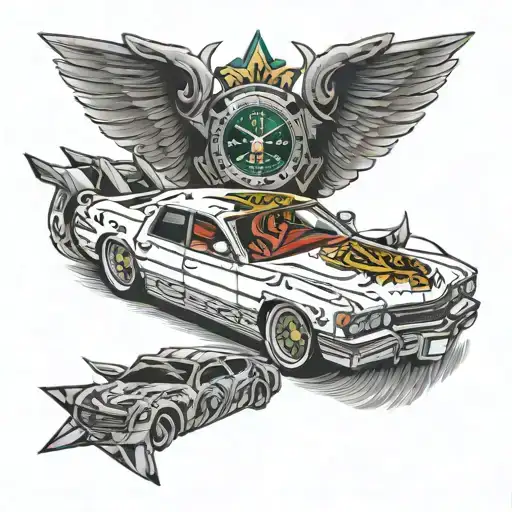 rolex and cadillac  tattoo design idea