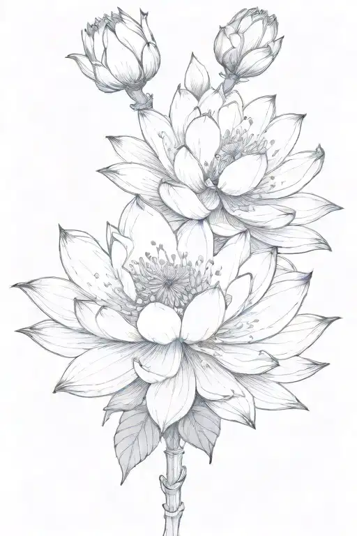 Hawthorn bambou lotus tattoo design idea