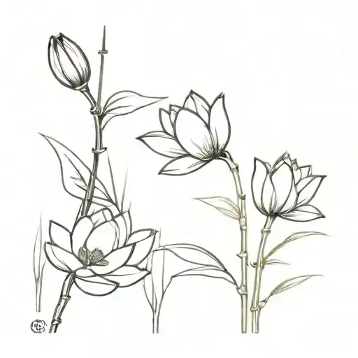 lotus Hawthorn and bamboo tattoo design idea
