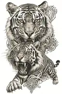 tiger and egal with sumerian text tattoo tattoo design idea