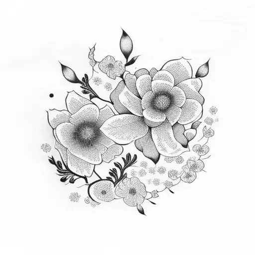 A poem written in elegant calligraphy, surrounded by blooming flowers tattoo design idea