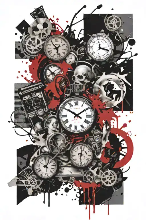 life money and time tattoo design idea