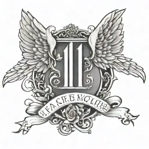 passed away dad with angel numbers 1111 incorporated into its tattoo design idea