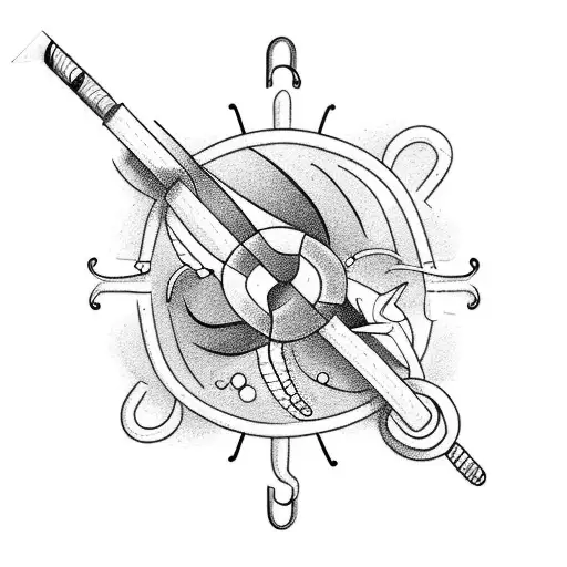 fishing hook tattoo design idea