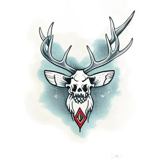 antler and fish hook tattoo design idea