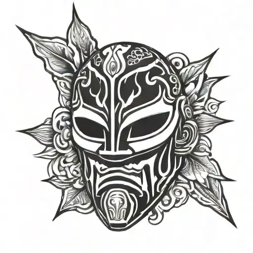 pro wrestling mask surrounded tattoo design idea