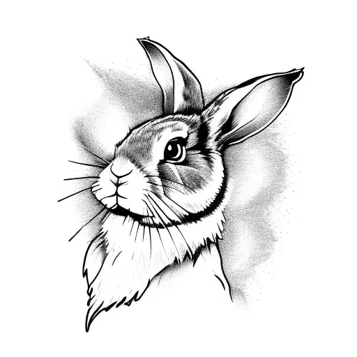 running full body rabbit with flame tail tattoo design idea