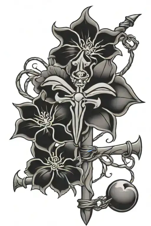 Taurus pirate hibiscus tribal rose barbed wire heart cross  tattoo design idea