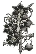 Taurus pirate hibiscus tribal rose barbed wire heart cross  tattoo design idea
