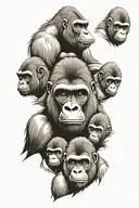 family of gorilla with 5 babies  tattoo design idea