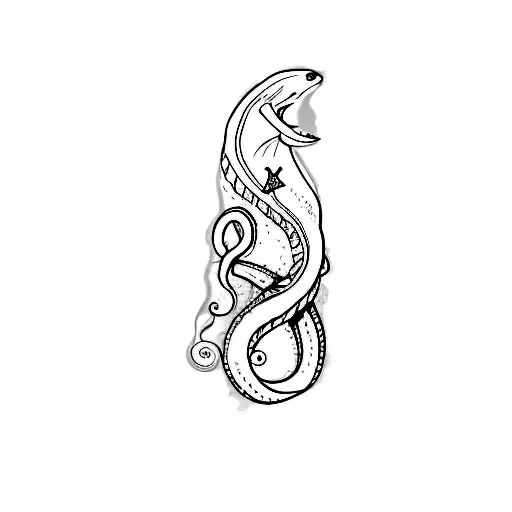 A sea moray with the trident of Poseidon in the center, the moray has to be coiling in a similar to the image tattoo design idea