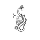 A sea moray with the trident of Poseidon in the center, the moray has to be coiling in a similar to the image tattoo design idea