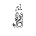 A sea moray with the trident of Poseidon in the center, the moray has to be coiling in a similar to the image tattoo design idea