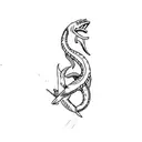 a eel with the trident of poseidon inside tattoo design idea