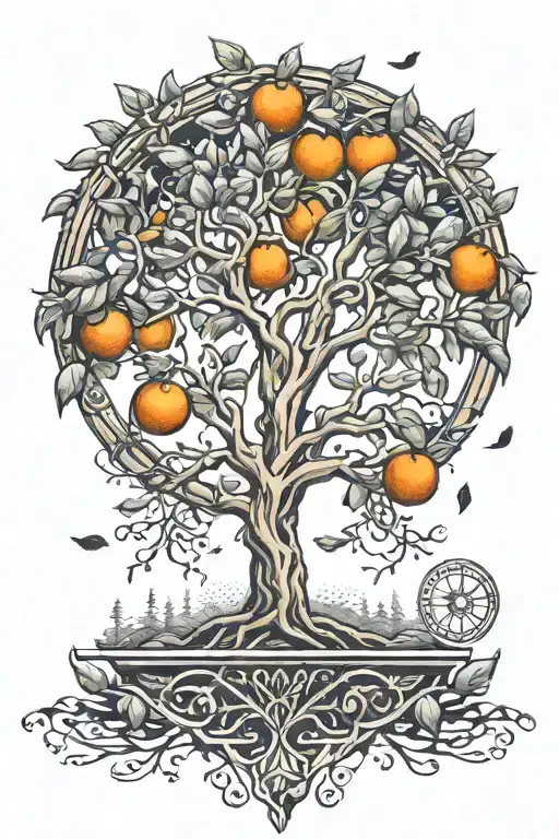 tree of life with oranges  tattoo design idea