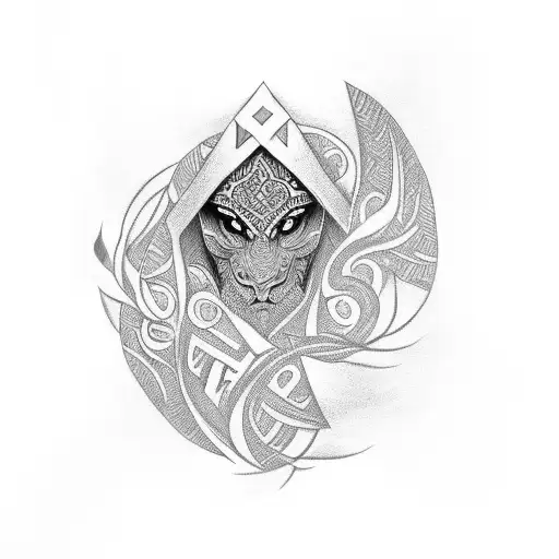 wheat with slavic pattern tattoo design idea