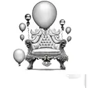 a king's throne pulled up by balloons tattoo design idea