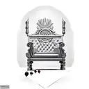 a king's throne pulled up by balloons tattoo design idea