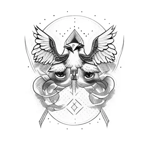 double head crow tattoo design idea