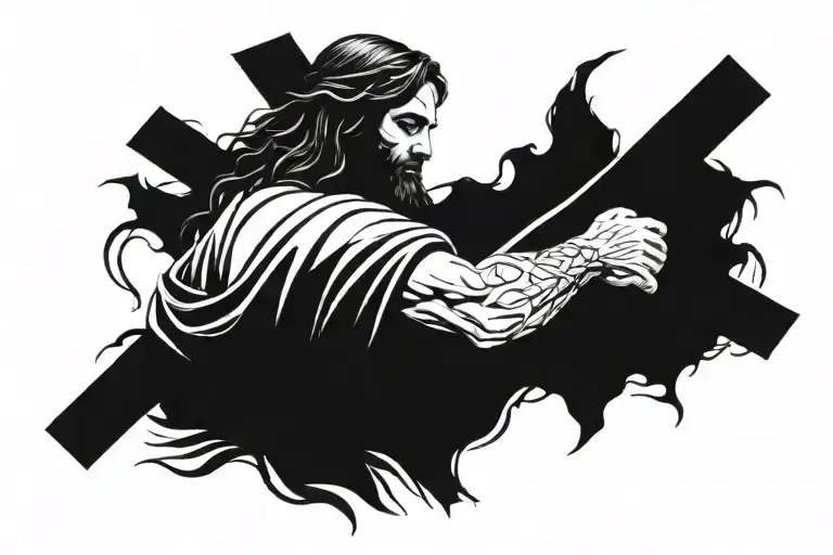 Jesus carrying the cross tattoo design idea