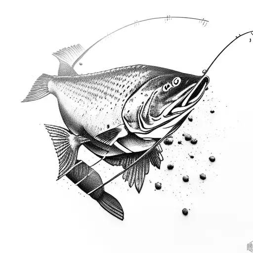 fishing, hunting, alaska, king salmon tattoo design idea