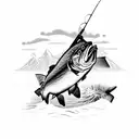 fishing, hunting, alaska, king salmon tattoo design idea