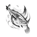fishing, hunting, alaska, king salmon tattoo design idea