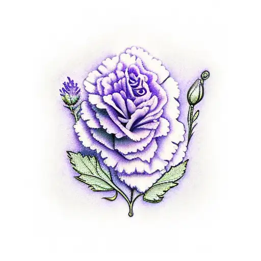 lavender carnation serotonin heart roots tattoo design idea
