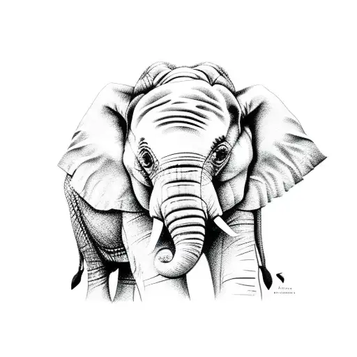 baby elephant tattoo design idea