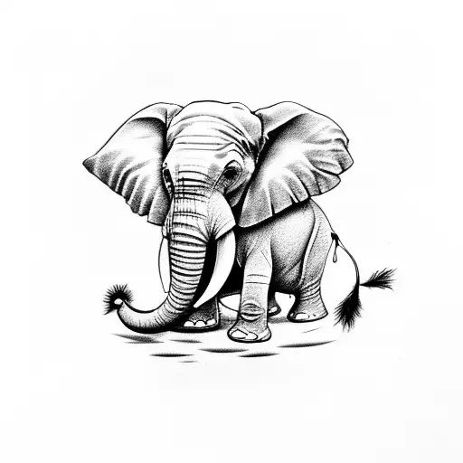 baby elephant tattoo design idea