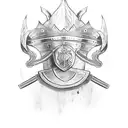 Medieval Longsword with caesar crown, decorated with blood and vine tattoo design idea