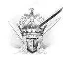 Medieval Longsword with caesar crown, decorated with blood and vine tattoo design idea