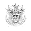 Incorporate a sword into a detailed Caesar's Crown design tattoo design idea