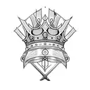 Incorporate a sword into a detailed Caesar's Crown design tattoo design idea