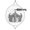 Incorporate a sword into a detailed Caesar's Crown design tattoo design idea
