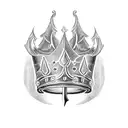 Incorporate a sword into a detailed Caesar's Crown design tattoo design idea