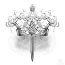 Design a sword intertwined with Caesar's Crown vines tattoo design idea