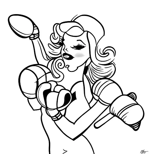 boudoir pin up girl with boxing gloves tattoo design idea