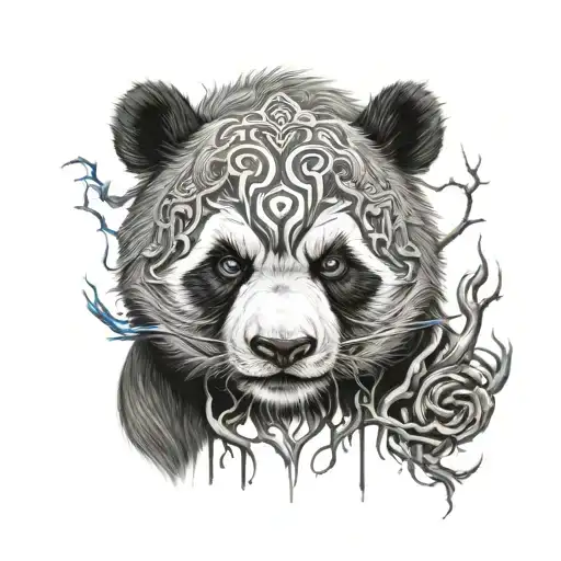 vicious panda with demonic eyes tattoo design idea