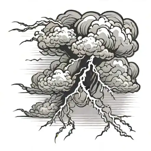 lightning cloud storm tattoo design idea
