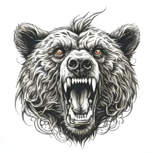 vicious bear with demonic eyes tattoo design idea