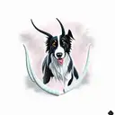 Black border collie, Horns tattoo design idea
