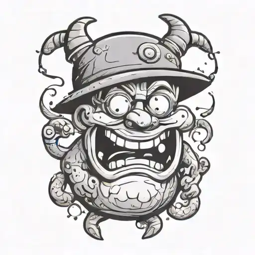 Funny character shaped like stress relief tattoo design idea