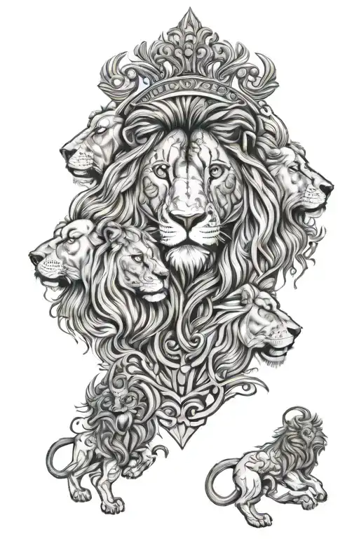 lions and stress yourself tattoo design idea