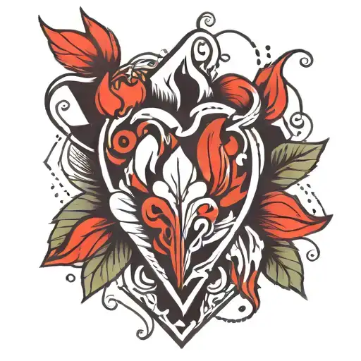 geometric design coming out of a bleeding heart  tattoo design idea
