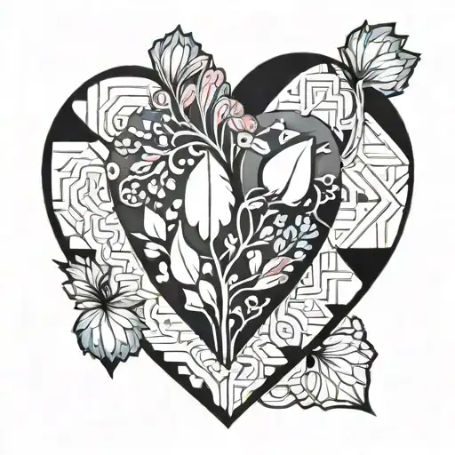 geometric pattern coming out of a bleeding heart  tattoo design idea