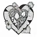 geometric pattern coming out of a bleeding heart  tattoo design idea