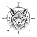 carpe above diem below in the middle hourglass coyote writes in the middle of the clock memento mori and a skull and a h tattoo design idea