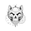 carpe above diem below in the middle hourglass coyote writes in the middle of the clock memento mori and a skull and a h tattoo design idea